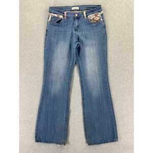Ranch Dress'N Women Aztec Design Blue Denim Jeans Size 10 (30x33) Bootcut Rodeo